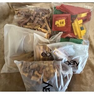 Huge Lot Lincoln Logs 778 pieces  Roof Trusses Notch Brown Various Shade 13 lbs